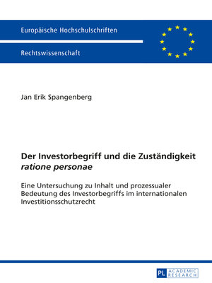 cover image of Der Investorbegriff und die Zuständigkeit «ratione personae»